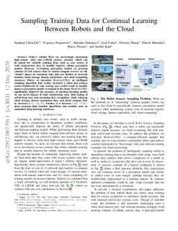 Sampling Training Data for Continual Learning Between Robots and the
  Cloud