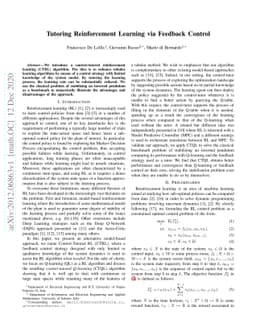 Tutoring Reinforcement Learning via Feedback Control