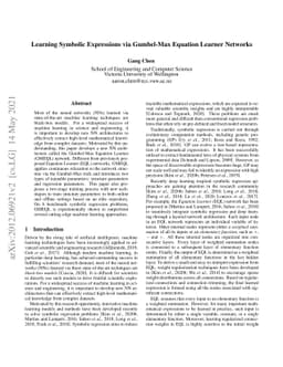 Learning Symbolic Expressions via Gumbel-Max Equation Learner Networks