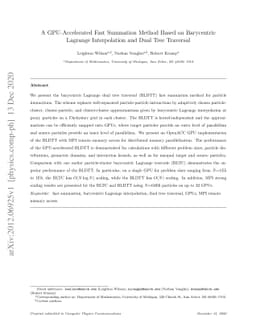 A GPU-Accelerated Fast Summation Method Based on Barycentric Lagrange
  Interpolation and Dual Tree Traversal