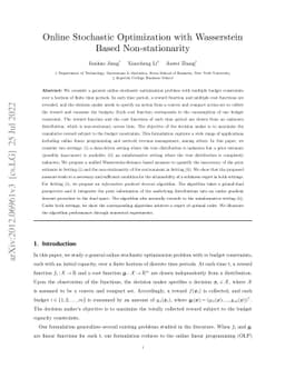 Online Stochastic Optimization with Wasserstein Based Non-stationarity