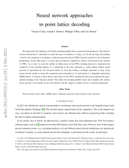 Neural network approaches to point lattice decoding