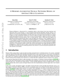 A Memory-Augmented Neural Network Model of Abstract Rule Learning