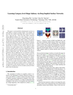 Learning Category-level Shape Saliency via Deep Implicit Surface
  Networks
