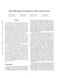 Multi Modal Adaptive Normalization for Audio to Video Generation