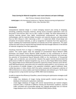 Deep Learning for Material recognition: most recent advances and open
  challenges