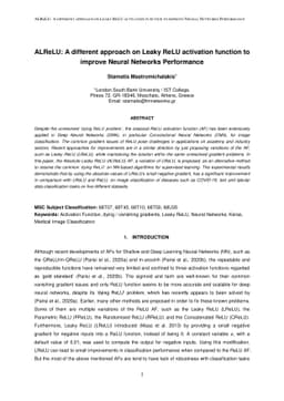 ALReLU: A different approach on Leaky ReLU activation function to
  improve Neural Networks Performance