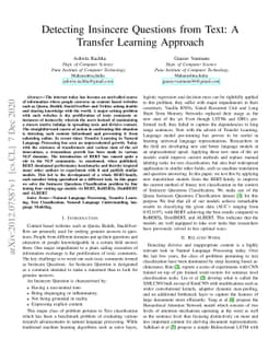 Detecting Insincere Questions from Text: A Transfer Learning Approach