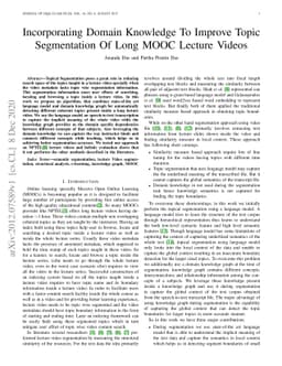 Incorporating Domain Knowledge To Improve Topic Segmentation Of Long
  MOOC Lecture Videos