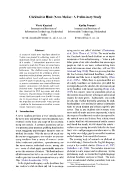 Clickbait in Hindi News Media : A Preliminary Study