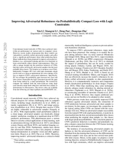 Improving Adversarial Robustness via Probabilistically Compact Loss with
  Logit Constraints