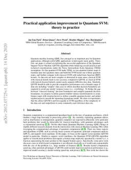 Practical application improvement to Quantum SVM: theory to practice
