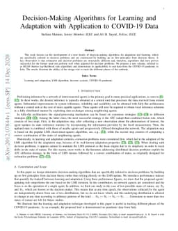 Decision-Making Algorithms for Learning and Adaptation with Application
  to COVID-19 Data