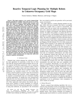 Reactive Temporal Logic Planning for Multiple Robots in Unknown
  Occupancy Grid Maps