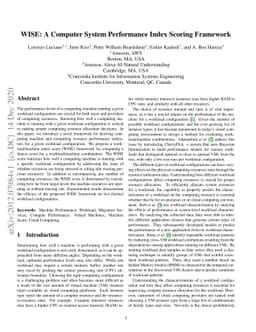 WISE: A Computer System Performance Index Scoring Framework