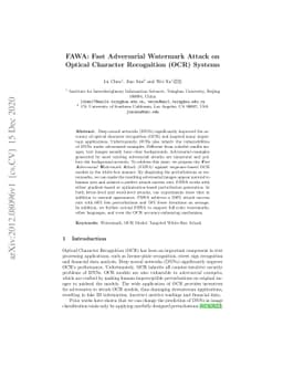 FAWA: Fast Adversarial Watermark Attack on Optical Character Recognition
  (OCR) Systems