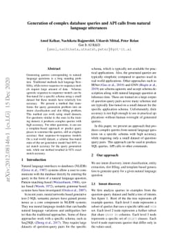 Generation of complex database queries and API calls from natural
  language utterances