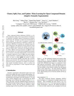 Cluster, Split, Fuse, and Update: Meta-Learning for Open Compound Domain
  Adaptive Semantic Segmentation