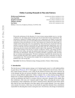 Online Learning Demands in Max-min Fairness