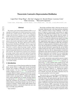 Wasserstein Contrastive Representation Distillation