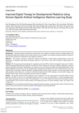 Improved Digital Therapy for Developmental Pediatrics Using
  Domain-Specific Artificial Intelligence: Machine Learning Study