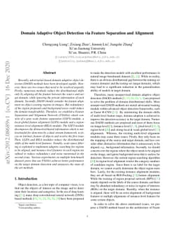 Domain Adaptive Object Detection via Feature Separation and Alignment