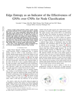 Edge Entropy as an Indicator of the Effectiveness of GNNs over CNNs for
  Node Classification