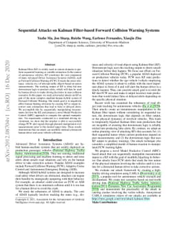 Sequential Attacks on Kalman Filter-based Forward Collision Warning
  Systems