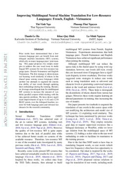 Improving Multilingual Neural Machine Translation For Low-Resource
  Languages: French,English - Vietnamese
