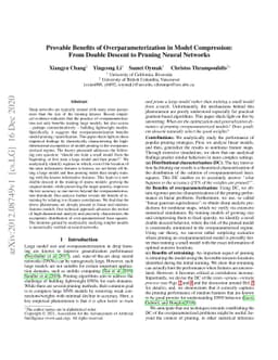 Provable Benefits of Overparameterization in Model Compression: From
  Double Descent to Pruning Neural Networks