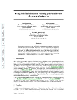 Using noise resilience for ranking generalization of deep neural
  networks