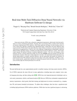 Real-time Multi-Task Diffractive Deep Neural Networks via
  Hardware-Software Co-design