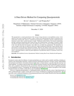 A Data Driven Method for Computing Quasipotentials