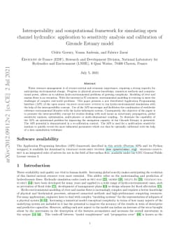 Interoperability and computational framework for simulating open channel
  hydraulics: application to sensitivity analysis and calibration of Gironde
  Estuary model