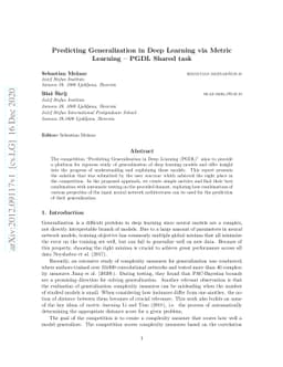 Predicting Generalization in Deep Learning via Metric Learning -- PGDL
  Shared task