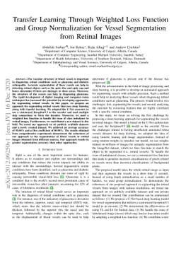 Transfer Learning Through Weighted Loss Function and Group Normalization
  for Vessel Segmentation from Retinal Images