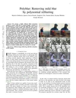 Polyblur: Removing mild blur by polynomial reblurring
