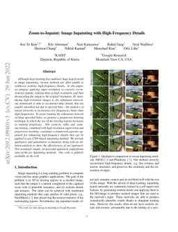 Zoom-to-Inpaint: Image Inpainting with High-Frequency Details
