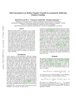 Task Uncertainty Loss Reduce Negative Transfer in Asymmetric Multi-task
  Feature Learning