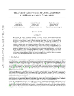 Treatment Targeting by AUUC Maximization with Generalization Guarantees
