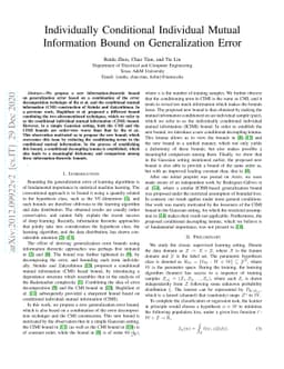 Individually Conditional Individual Mutual Information Bound on
  Generalization Error