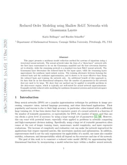 Reduced Order Modeling using Shallow ReLU Networks with Grassmann Layers