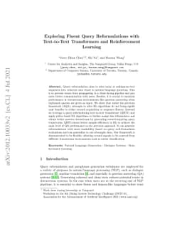Exploring Fluent Query Reformulations with Text-to-Text Transformers and
  Reinforcement Learning
