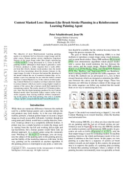 Content Masked Loss: Human-Like Brush Stroke Planning in a Reinforcement
  Learning Painting Agent