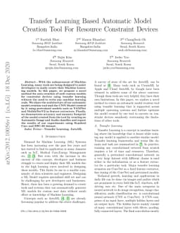 Transfer Learning Based Automatic Model Creation Tool For Resource
  Constraint Devices