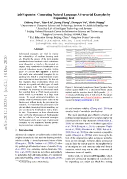 AdvExpander: Generating Natural Language Adversarial Examples by
  Expanding Text