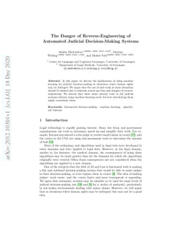 The Danger of Reverse-Engineering of Automated Judicial Decision-Making
  Systems