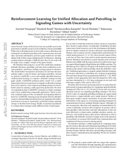 Reinforcement Learning for Unified Allocation and Patrolling in
  Signaling Games with Uncertainty