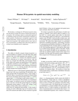 Human 3D keypoints via spatial uncertainty modeling