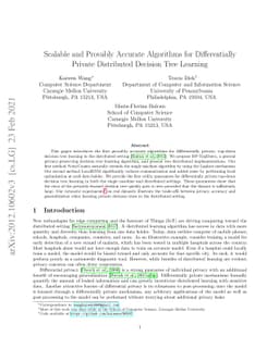 Scalable and Provably Accurate Algorithms for Differentially Private
  Distributed Decision Tree Learning